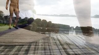 Risky European twink strip outdoor swim hard dick nudes