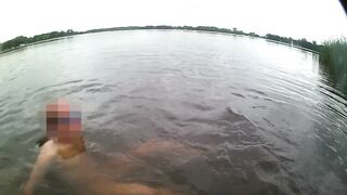 Risky European twink strip outdoor swim hard dick nudes