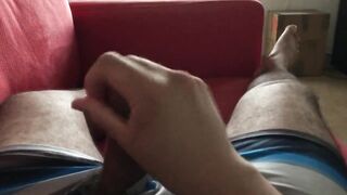 Israeli college boy cums thick shot after work