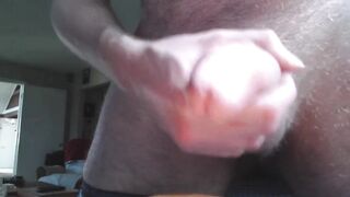 Daddy’s Hairy Naked Cock Gets Destroyed in Solo Cumshot
