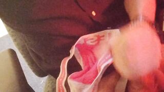 Cumshot drenched pink Diesel jock strap full load