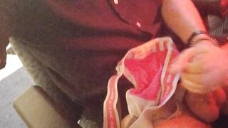 Cumshot drenched pink Diesel jock strap full load