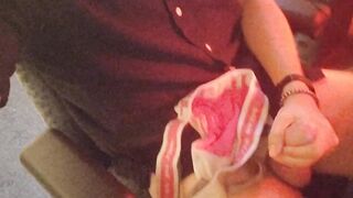 Cumshot drenched pink Diesel jock strap full load
