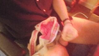 Cumshot drenched pink Diesel jock strap full load