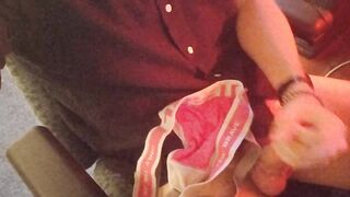 Cumshot drenched pink Diesel jock strap full load
