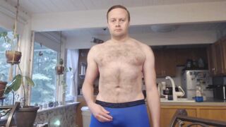Naked hairy MILF wrecks kitchen table with thick cumshot
