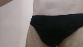 Cumming solo while shaved in tight underwear