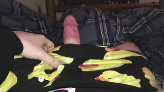 Big cock ruined my boxers with a cum geyser while I rubbed myself