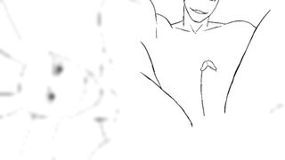 Drawing Jax naked anime style while his cock gets fucked then creampied