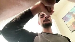 Best friend destroys my throat with thick cum load