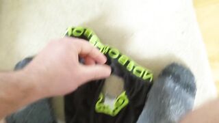 Gay muscle otter tragie wanks trapped in lockdown swaps undies with aussie tradie big cut cock