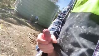 Gay muscle otter tragie wanks trapped in lockdown swaps undies with aussie tradie big cut cock