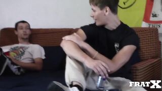 Banged Hard by a gang of hung studs raw cum shot breeding in mouth