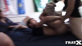 Banged Hard by a gang of hung studs raw cum shot breeding in mouth