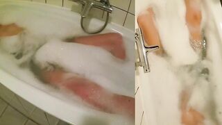 Wet mesh torture in euro bathtub cum dripping solo