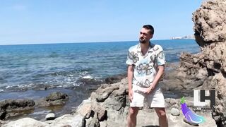 Hot daddy destroys couple at cruising beach gangbanged trio