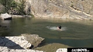 Skinny Czech Twink Breaks His Big Dick in Outdoor Handjob Blowout