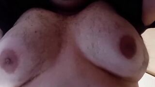 Destroyed gagging sissy gets spanked till cum drips from fat tits