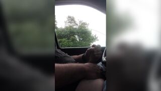 Big hairy bear stuffed in gay truck parked at lake gets solo tease
