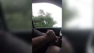 Big hairy bear stuffed in gay truck parked at lake gets solo tease