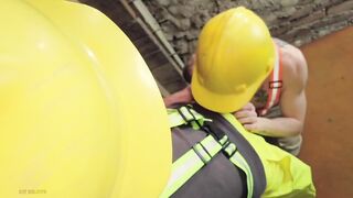 Construction worker's big cock destroyed his colleague raw hard fast fuck