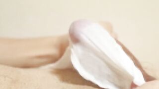 Disgusting voice virgin masochist gushes after 3 day dry spell with lotion gauze
