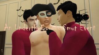 Spanish Hunk destroys White Bottom Slut rough Halloween anal face fuck