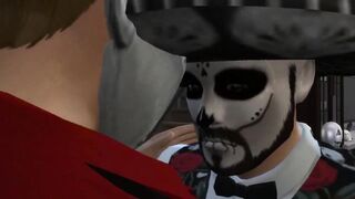 Spanish Hunk destroys White Bottom Slut rough Halloween anal face fuck
