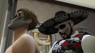 Spanish Hunk destroys White Bottom Slut rough Halloween anal face fuck