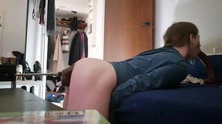 Thick dildo stuffed down my throat while fuck machine pummels my ass raw