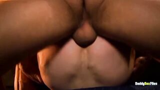 Muscle daddy in raw missionary gangbang with black cock and ass rimming