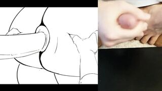 Femboy ass destroyed in hentai cumshot gangbang