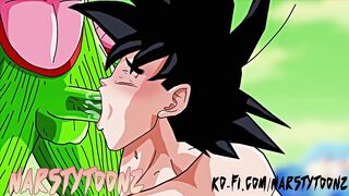 Goku gets wrecked by Piccolo’s giant alien dick