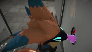 Protogen destroyed in the nasty bathroom twink blowjob cumshot