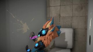 Protogen destroyed in the nasty bathroom twink blowjob cumshot