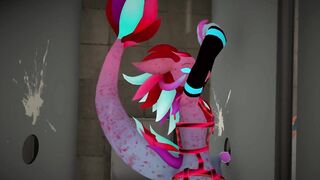 Protogen destroyed in the nasty bathroom twink blowjob cumshot