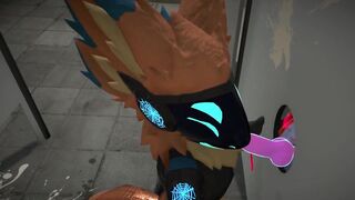 Protogen destroyed in the nasty bathroom twink blowjob cumshot