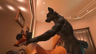 Hot furry fox and werewolf take big cocks in gay anal yiff