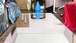 Gay massive dildo destroys tight asshole till it gapes wide open