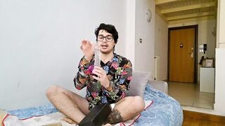 Italian twink gets his feet wrecked by massive dildo until cum drips thick ropes