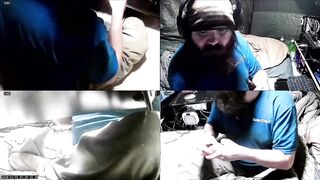 Chubby voyeur peeking belly bulge relaxing alone in tent
