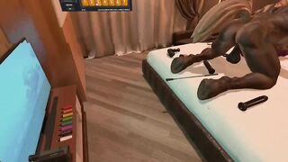 Furry dragon rips apart gay hentai game ass with silicone vagina stuffed cock