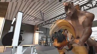 Twink gobbled by furry centaur on gym simulator horsecock stuffed raw cumshot