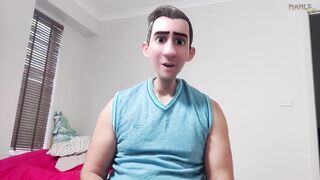 Step Gay Dad caught sniffing socks while jerking off