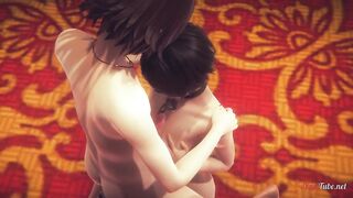 Femboy demon slayer gets destroyed in rough anal BDSM public creampie