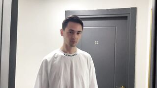 Hotel receptionist seduced into filthy gay anal creampie