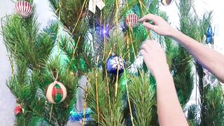 Daddy bred his fucked femboy sissy under the Christmas tree raw cumshot poundage