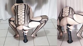 Riding a massive 14 inch horse dick dildo to hands-free cum right on the prostate
