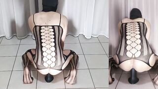 Riding a massive 14 inch horse dick dildo to hands-free cum right on the prostate
