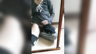 Femboy gushes in mirror while jerking off gay cosplay